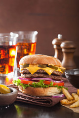 double cheese burger with jalapeno tomato onion