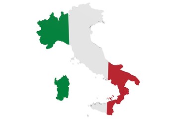 3D map of Italy in the colors of the national flag