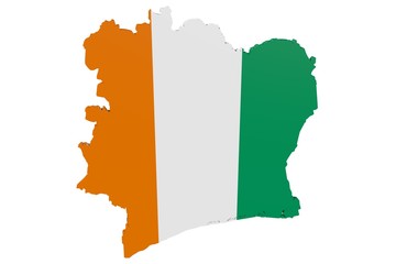 3D map of Cote D'Ivoire in the colors of the national flag