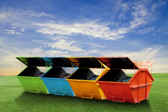 Colorful Industrial Waste Bin (dumpster) for municipal waste 