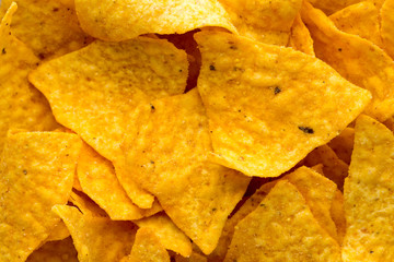 Nachos chips. Corn chips on the bowl.