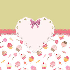 Cute template for girls with lacy doily heart.