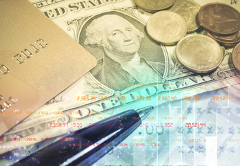 Fototapeta premium money stack gold coin with business investment saving finance and banking concept.
