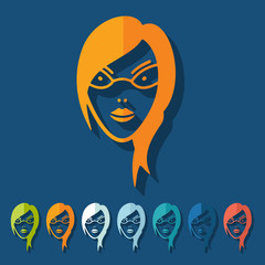 Flat design: face girl