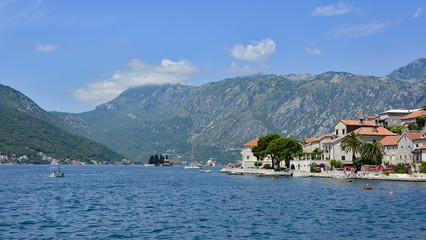Fototapeta na wymiar The small historic town of Perast in Kotor Bay, Montenegro. 