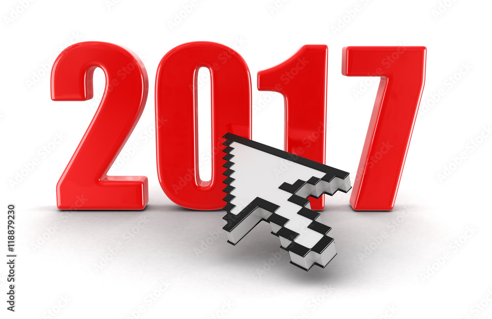 Poster cursor and 2017. image with clipping path