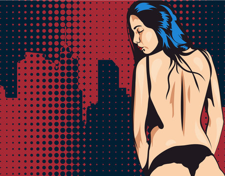 Woman undressing vector pic
