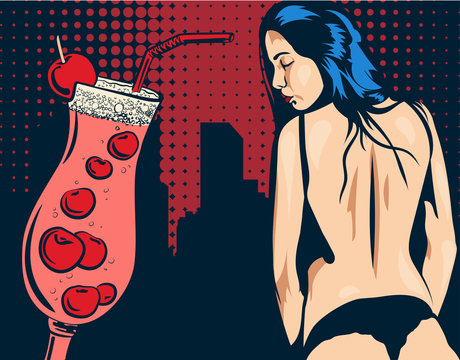 Woman undressing vector pic