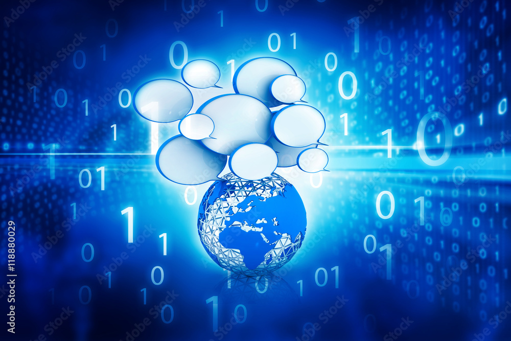 Poster internet communication background. 3d render .