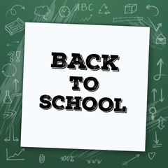 Welcome Back to School Vector Mockup. White Notepad on Chalk Boa
