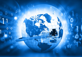 Internet communication background. 3d render .