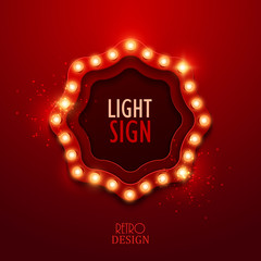 Retro light sign. Vintage style banner. Vector illustration.