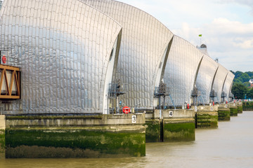 Thames Barrier, located downstream of central London