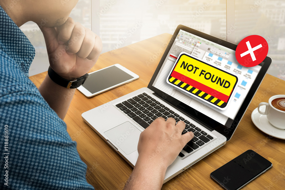 Poster 404 computer not found 404 error failure warning problem