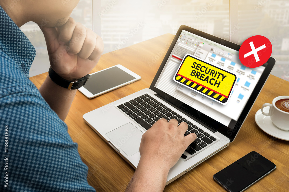 Poster computer security breach cyber attack computer crime password se