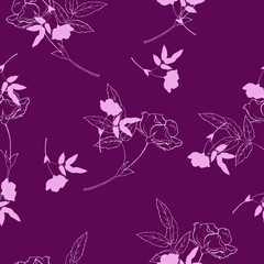 Seamless floral rose pattern in vintage style. Hand drawn vector illustration.