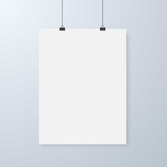 Vector Poster Mockup. Realistic Vector EPS10 Paper Poster on the