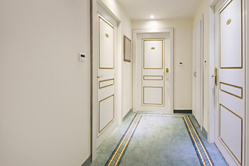 Corridor with closet in hotel room