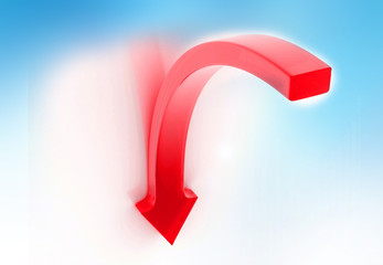 3d illustration of Arrow Graph showing business decline