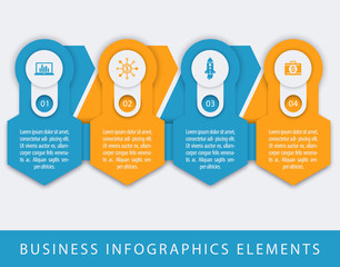 Business, finance infographics elements, 1, 2, 3, 4, steps, editable timeline template