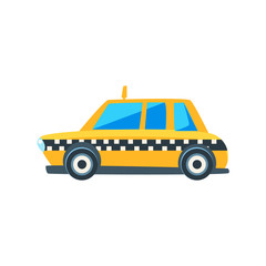 Fototapeta na wymiar Yellow Taxi Toy Cute Car Icon
