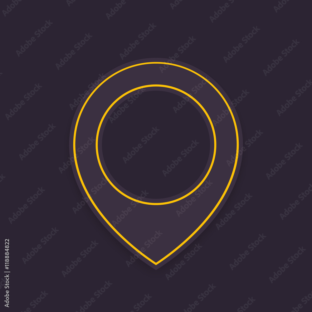 Poster map pointer, location, navigation mark, dark version