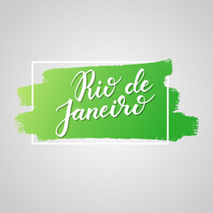Rio de janeiro hand drawn vector lettering. Modern calligraphy brush lettering. Rio ink lettering. Design element for greeting card, banners, flyers, T shirt prints. Brazilian city lettering isolated.