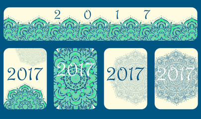 2017 Calendar cover decorated with circular flower mandala