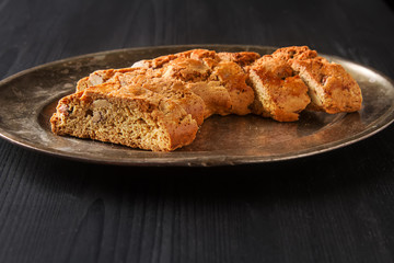 Traditional Italian food. Sweet biscuits cantuccini with almonds