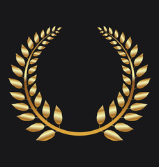 Golden Laurel wreath on black background vector illustration