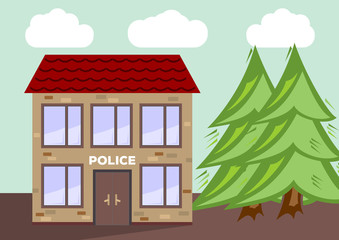 Obraz na płótnie Canvas Building of the Police Department. Flat style vector illustration.