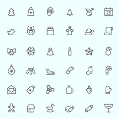 Fototapeta premium Christmas icons, simple and thin line design
