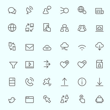 Web icon set, simple and thin line design 