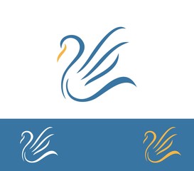 Swan or Goose Bird simple Line Logo