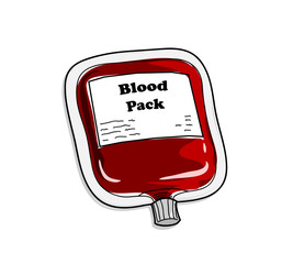 Blood Pack. A hand drawn vector illustration of a blood pack.