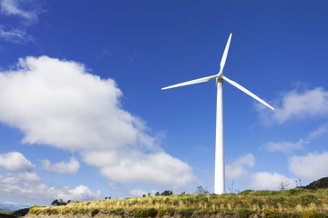 Fototapeta premium wind turbines in eolic farm , electric wind generators, renewable energy