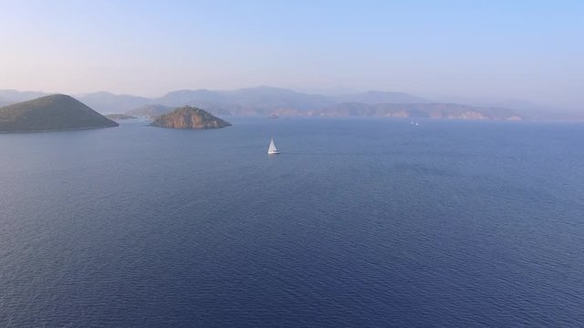 Boat sailing in Mediterranean Sea Aerial