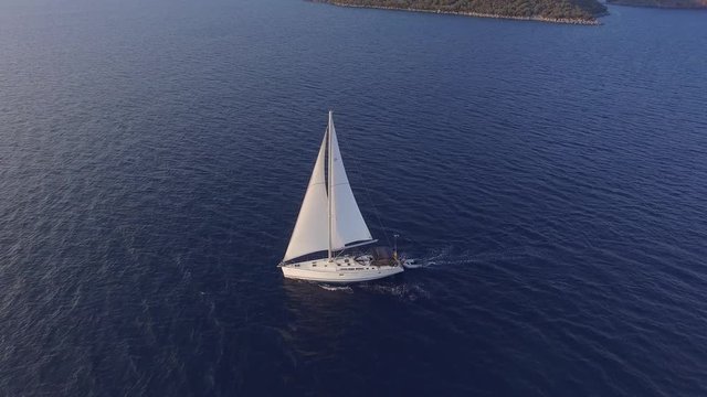 Boat sailing in Mediterranean Sea Aerial