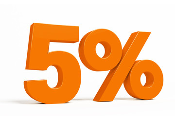 Orange 3d 5 % percent text on white background for autumn sale campaigns. See whole set for other numbers.