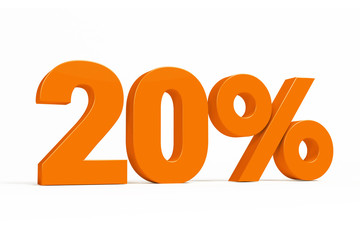 Orange 3d 20 % percent text on white background for autumn sale campaigns. See whole set for other numbers.