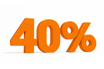 Orange 3d 40 % percent text on white background for autumn sale campaigns. See whole set for other numbers. 