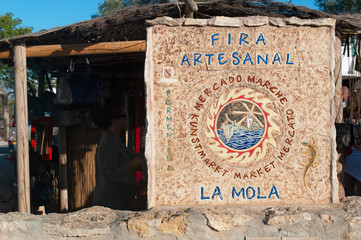Formentera, Isole Baleari: l'insegna del mercato artigianale de La Mola il 7 settembre 2010