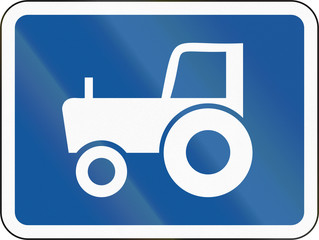 Road sign used in the African country of Botswana - The primary sign applies to agricultural vehicles