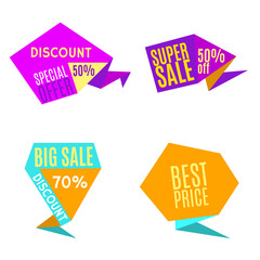 Sale Discount Origami Labels. Vector