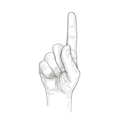 Sketch hand. vector illusthation with hand drawn index finger gesture