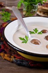 Cream soup of pureed chestnuts