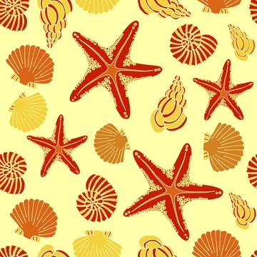 Vector seamless seashell pattern
