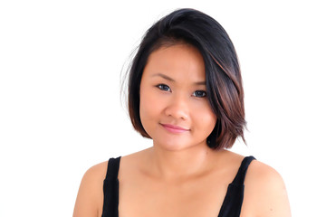 Asian woman on white background