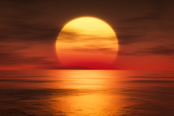 un coucher de soleil sur la mer