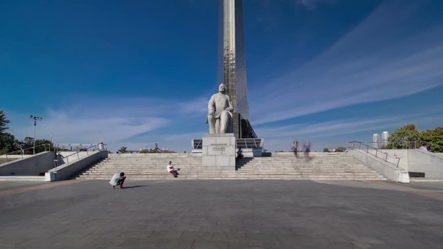 Statue of Konstantin Tsiolkovsky, the precursor of astronautics, in Moscow, Russia